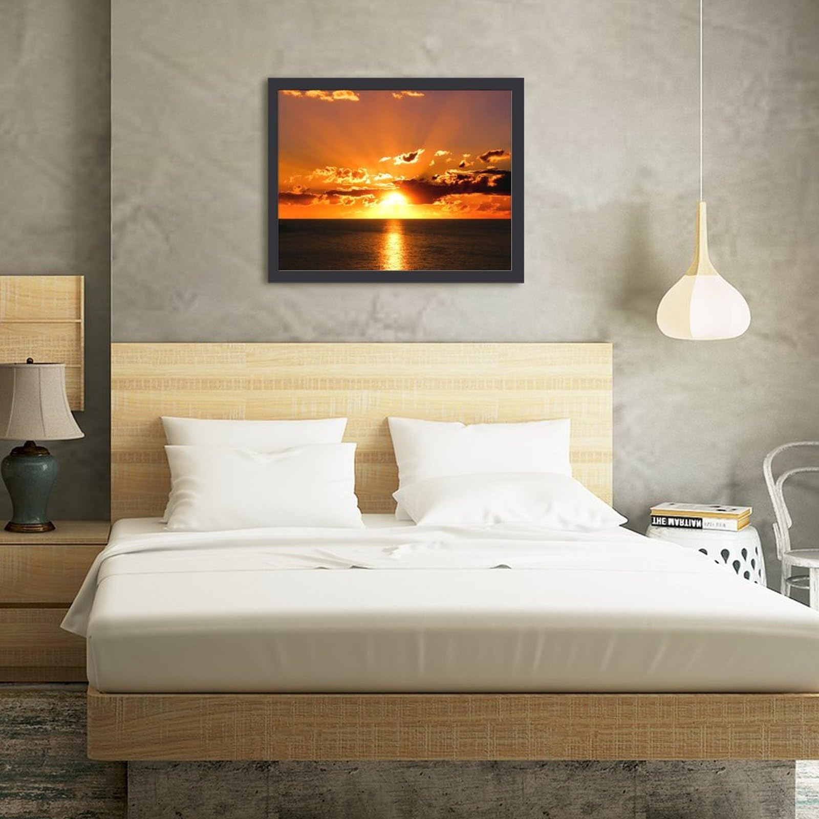 Amazon.co.jp: 海の夕日 絵画 絵 ゴッドレイ ロマンチックな風景